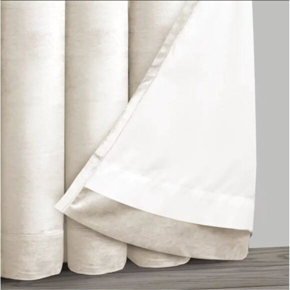 Olivia & Oliver Curtain Panel 63" Luster Velvet Ivory Rod Pocket Window Single - Picture 3 of 14